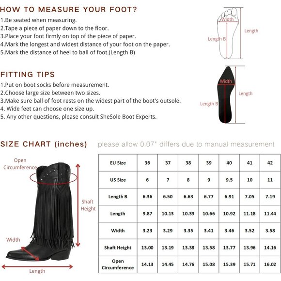 Women's Black Cow Girl Block Heel Calf High Faux Suede Western Boots Shoes - Picture 6 of 8